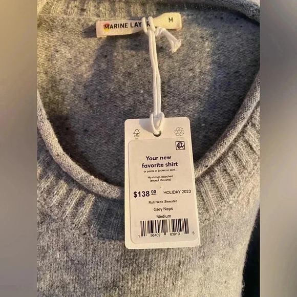 Marine Layer Oversized Roll Neck Chunky Cozy Sweater - Grey NWT - M - Picture 7 of 9